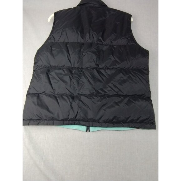 Women's Reversible Puffer Vest Black and Teal Zip-Up Sleeveless Jacket USED - Picture 9 of 9